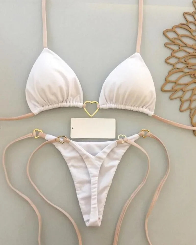 Ocean Glow Contrast String Bikini Set