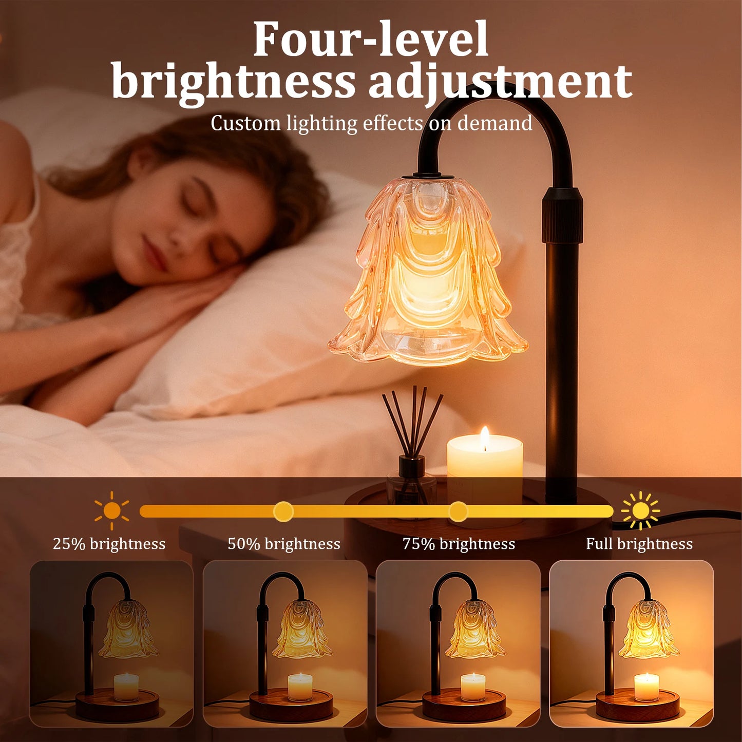 Bloom Candle Warmer Lamp - Floral Dimmable Wax Warmer for Home Décor