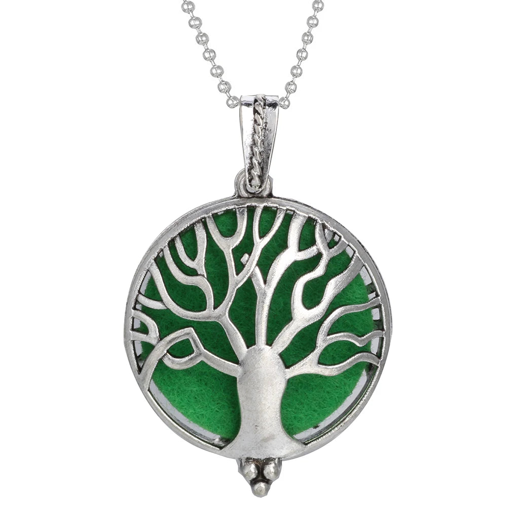 Tree of Life Diffuser Necklace - Aromatherapy Essential Oil Locket Pendant