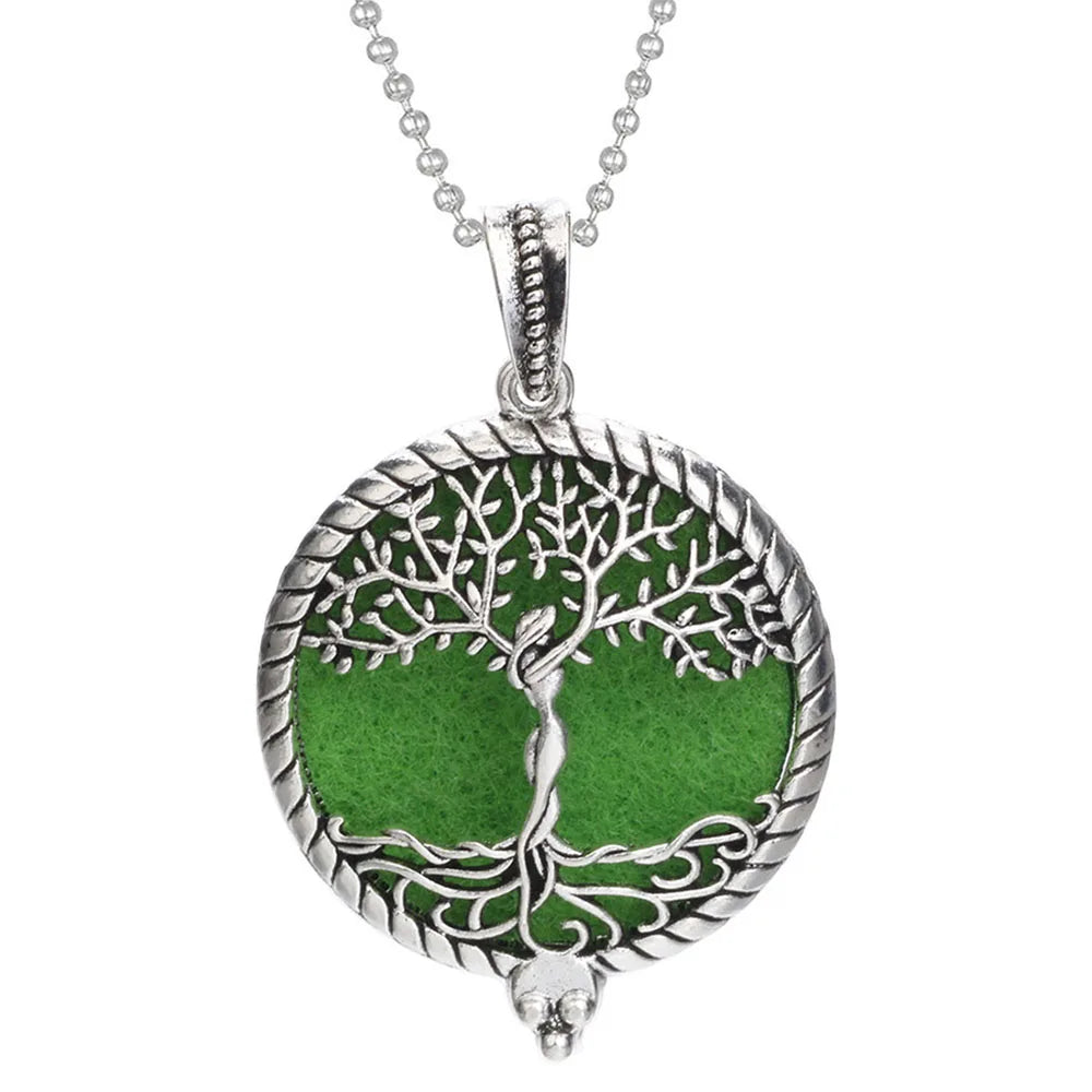 Tree of Life Diffuser Necklace - Aromatherapy Essential Oil Locket Pendant