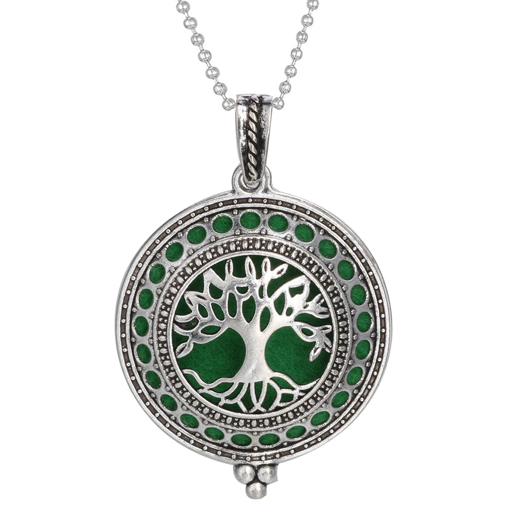 Tree of Life Diffuser Necklace - Aromatherapy Essential Oil Locket Pendant