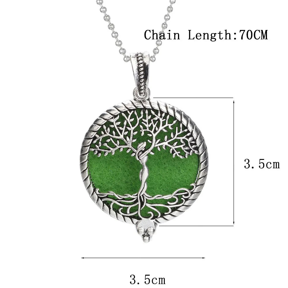 Tree of Life Diffuser Necklace - Aromatherapy Essential Oil Locket Pendant