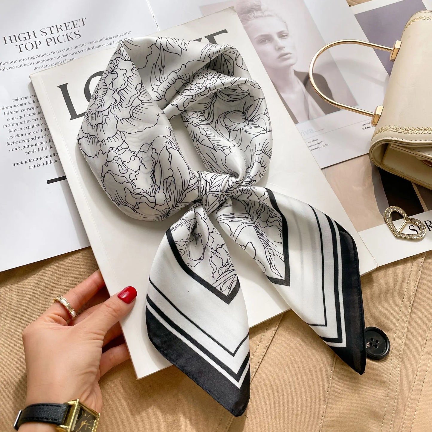 Luxe Silk Print Square Scarf