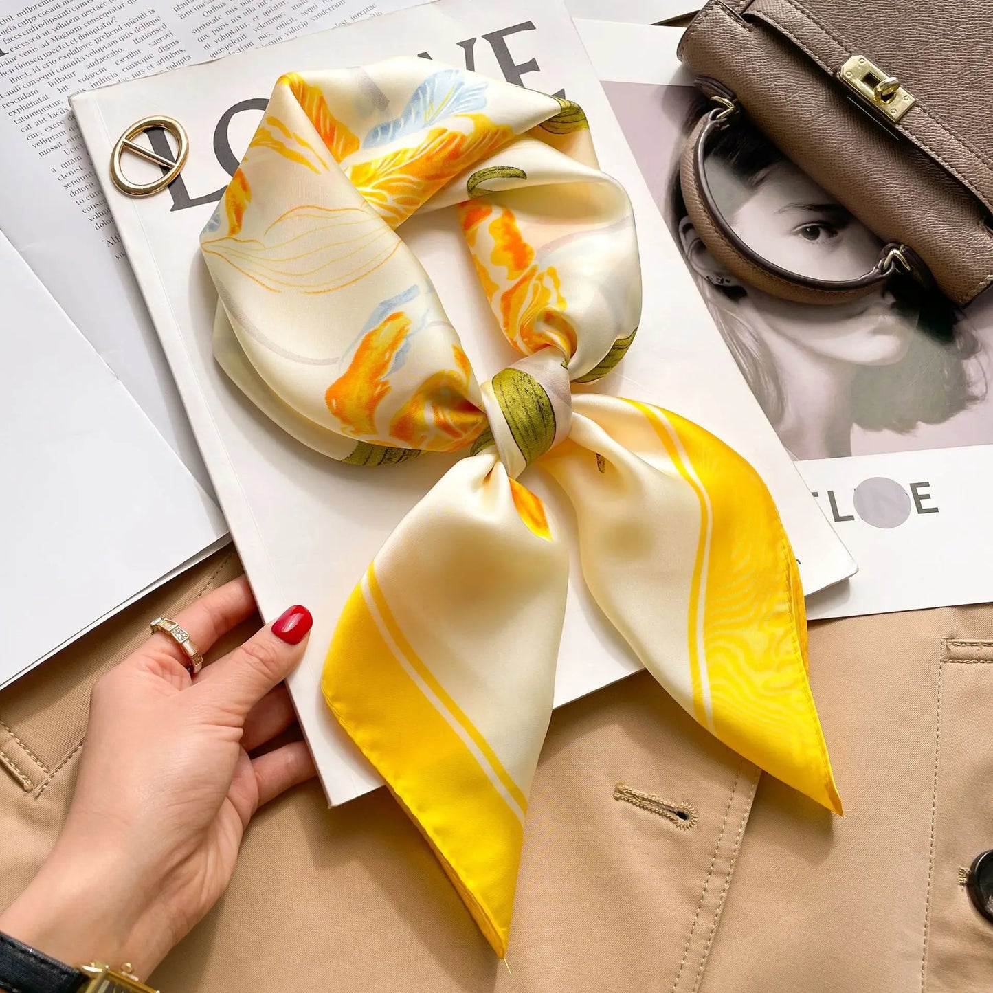 Luxe Silk Print Square Scarf