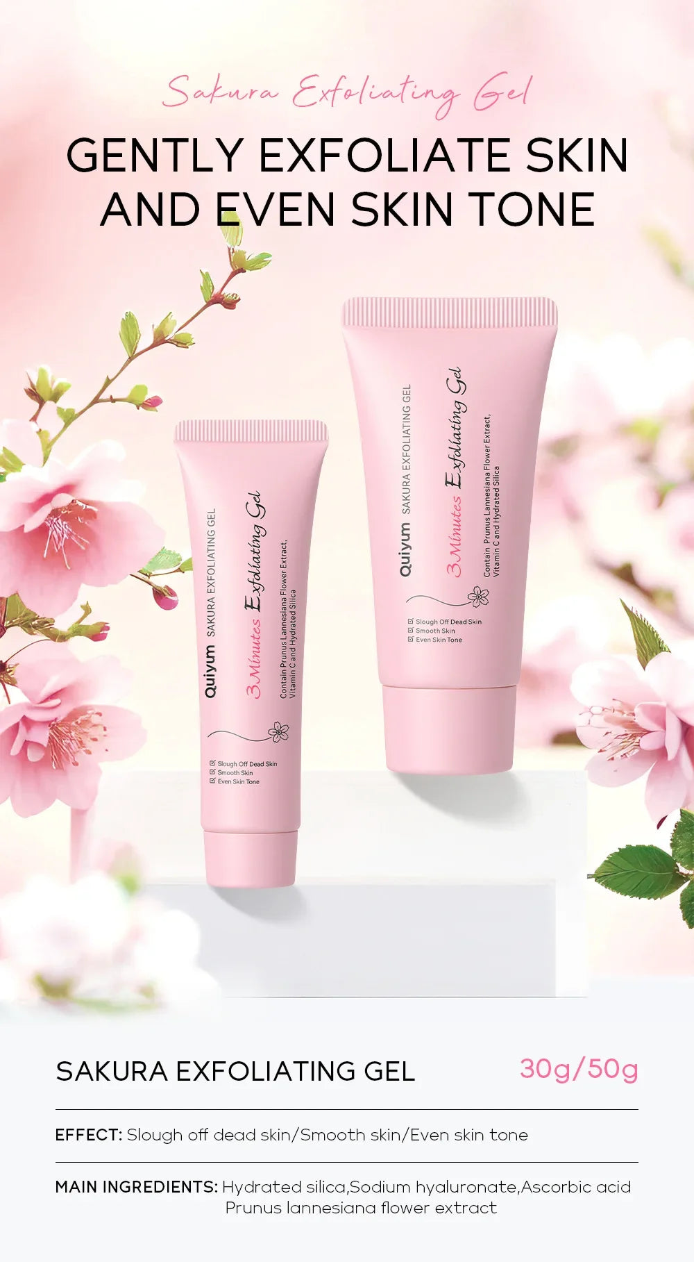 Sakura Exfoliating Peeling Gel – Glass Skin Facial Scrub for Smooth, Bright Skin