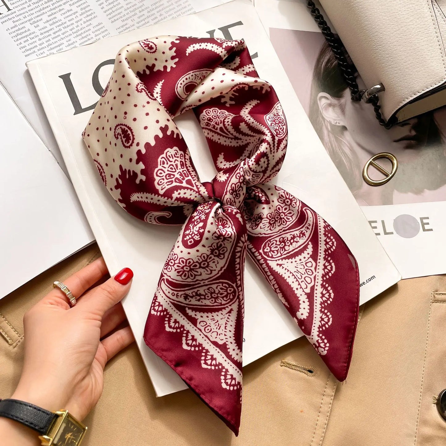 Luxe Silk Print Square Scarf