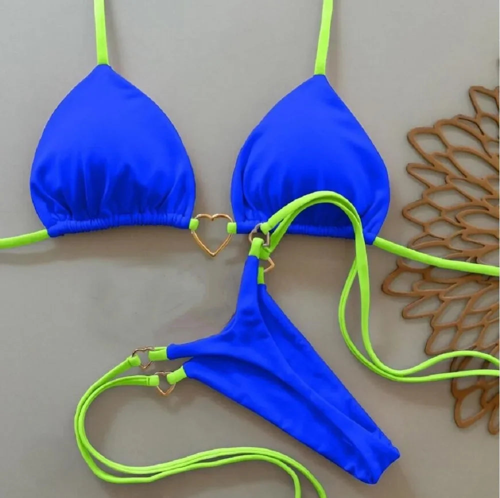 Ocean Glow Contrast String Bikini Set