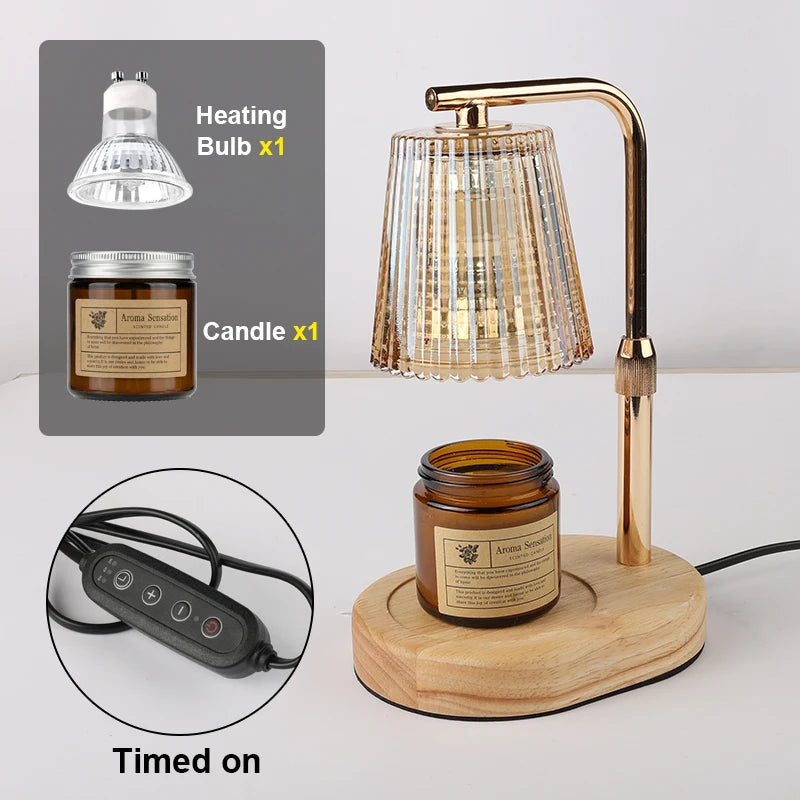 Glass Candle Warmer Lamp - Dimmable 50W Wax Warmer with Timer for Bedroom & Living Room