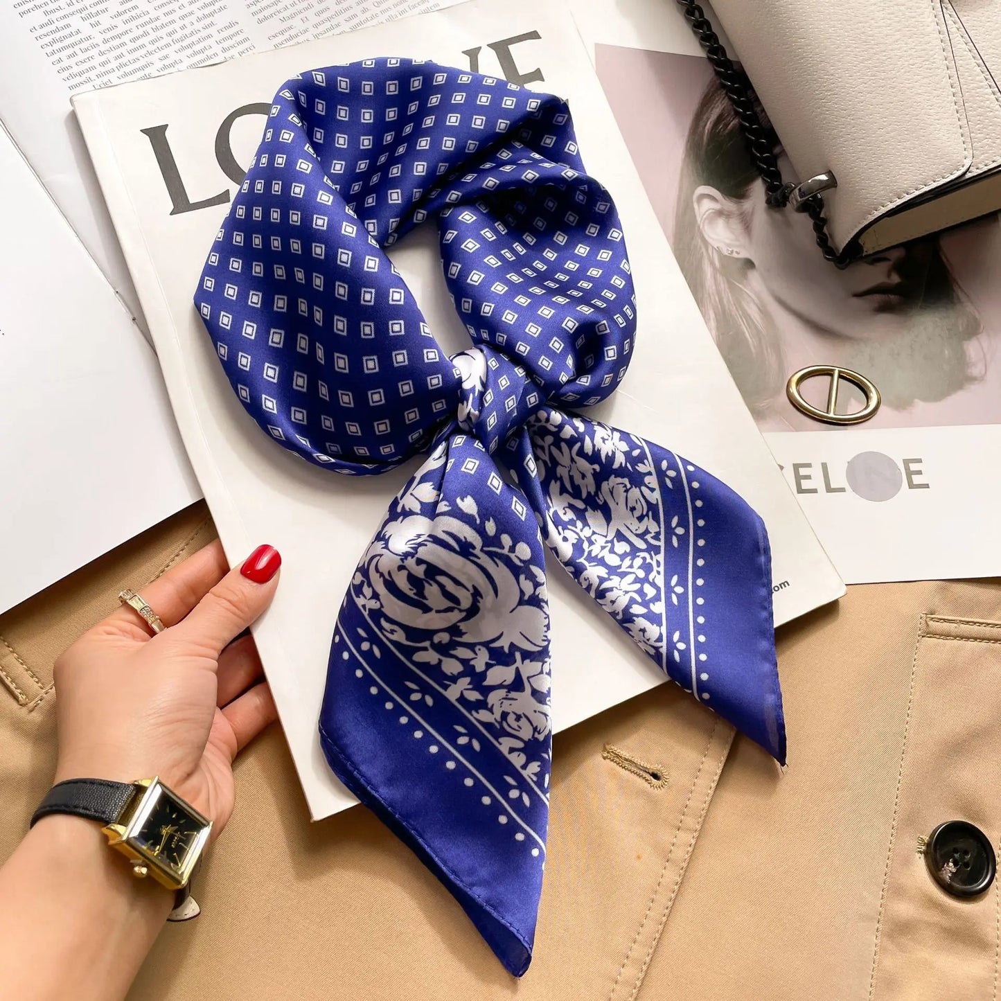 Luxe Silk Print Square Scarf