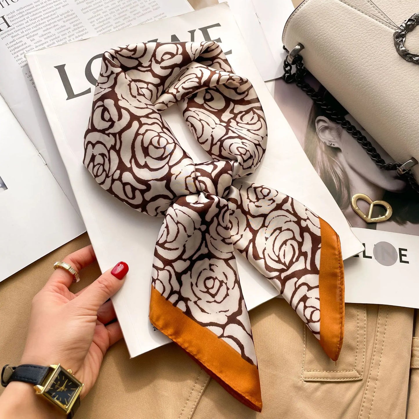 Luxe Silk Print Square Scarf