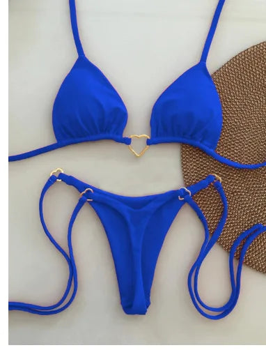 Ocean Glow Contrast String Bikini Set