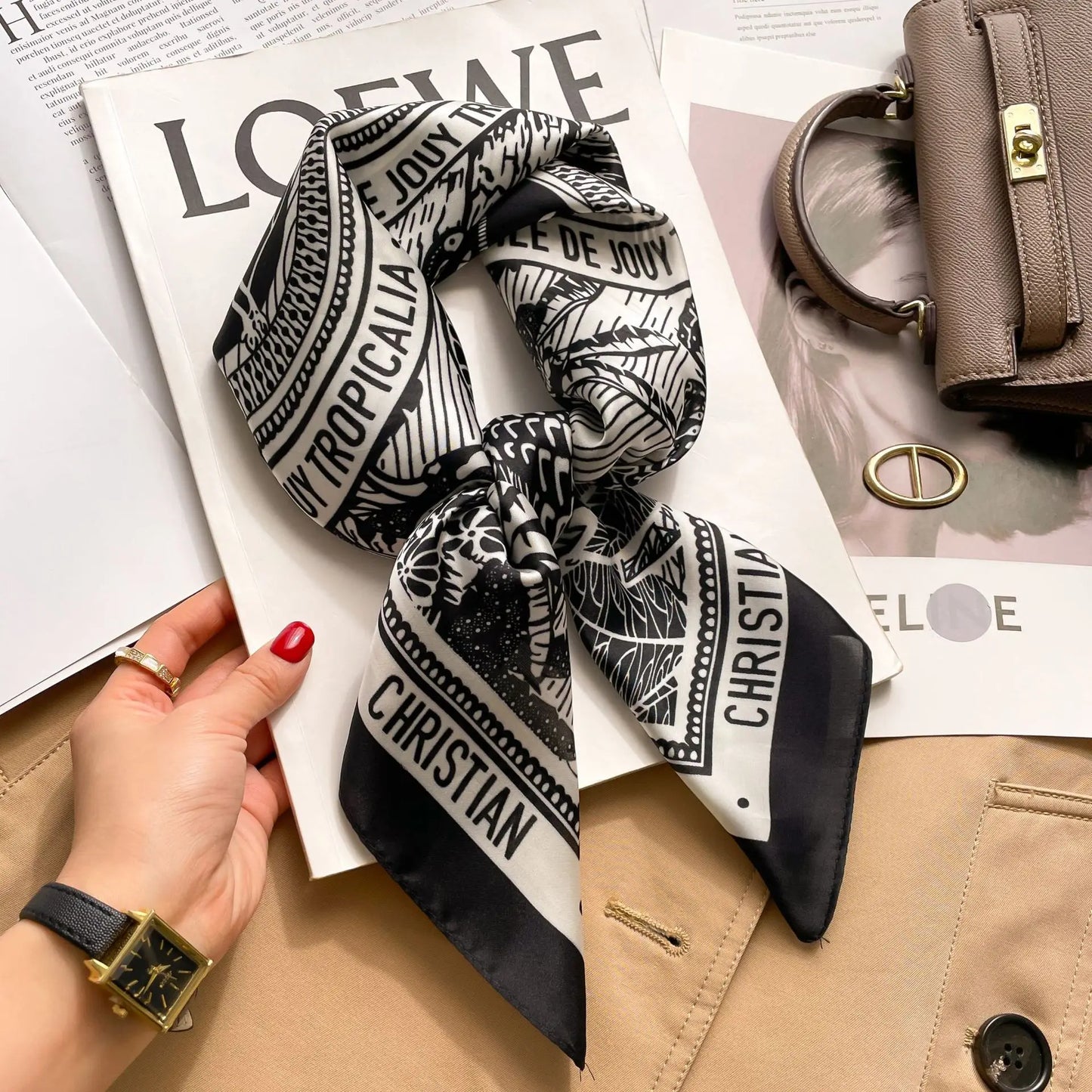 Luxe Silk Print Square Scarf