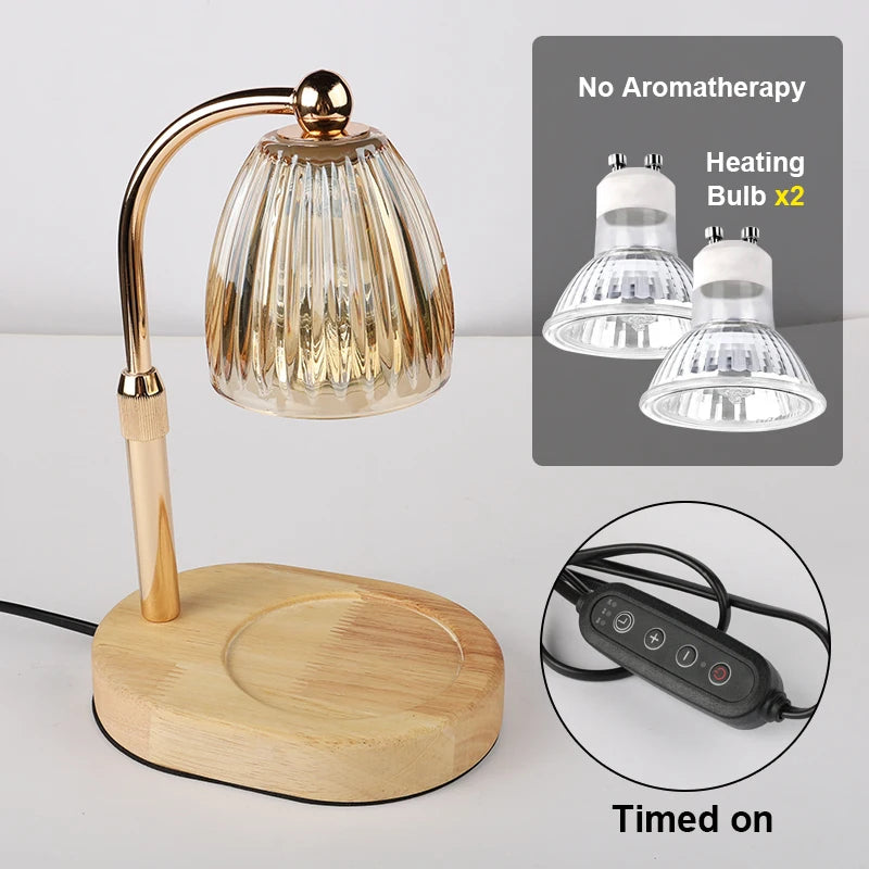 Glass Candle Warmer Lamp - Dimmable 50W Wax Warmer with Timer for Bedroom & Living Room