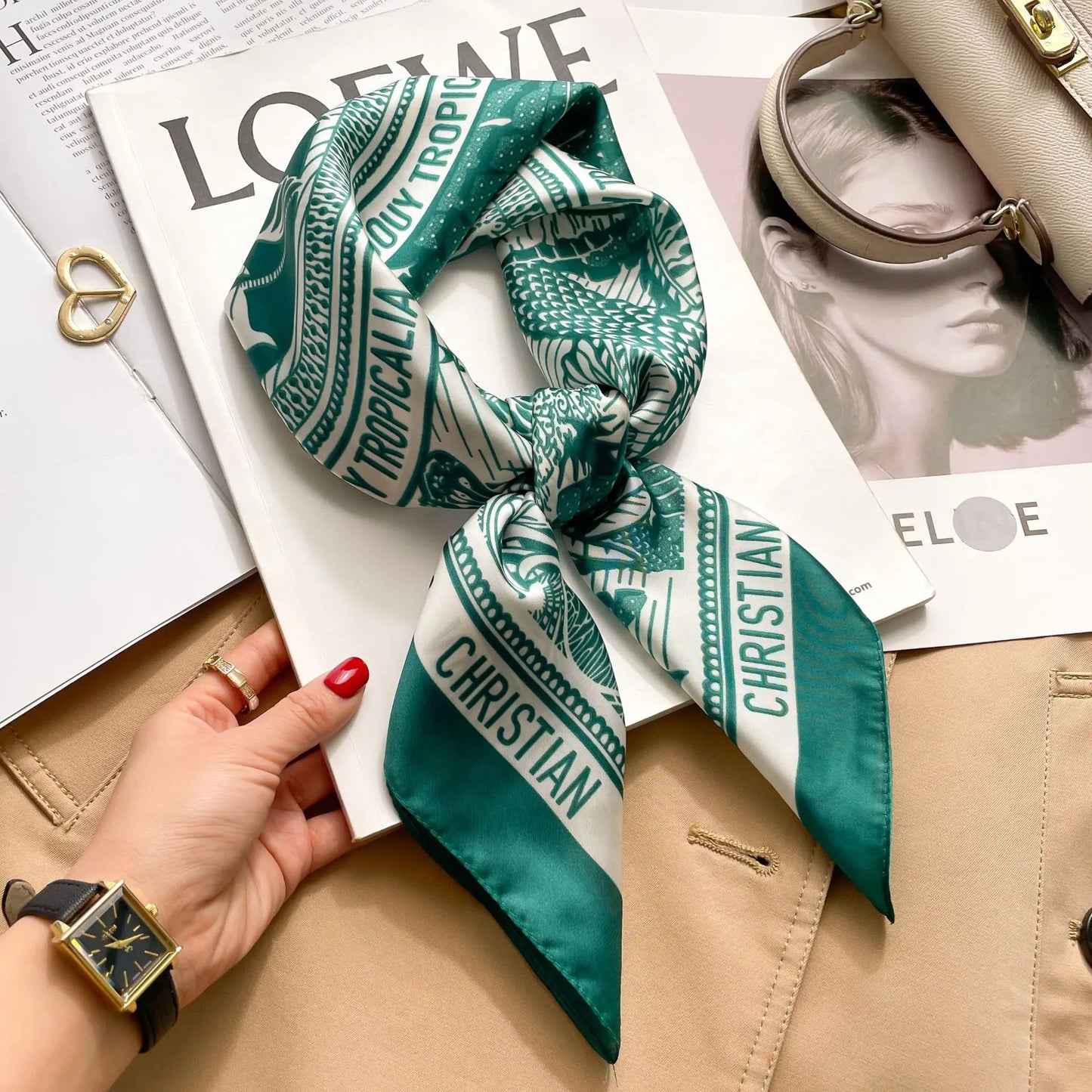 Luxe Silk Print Square Scarf