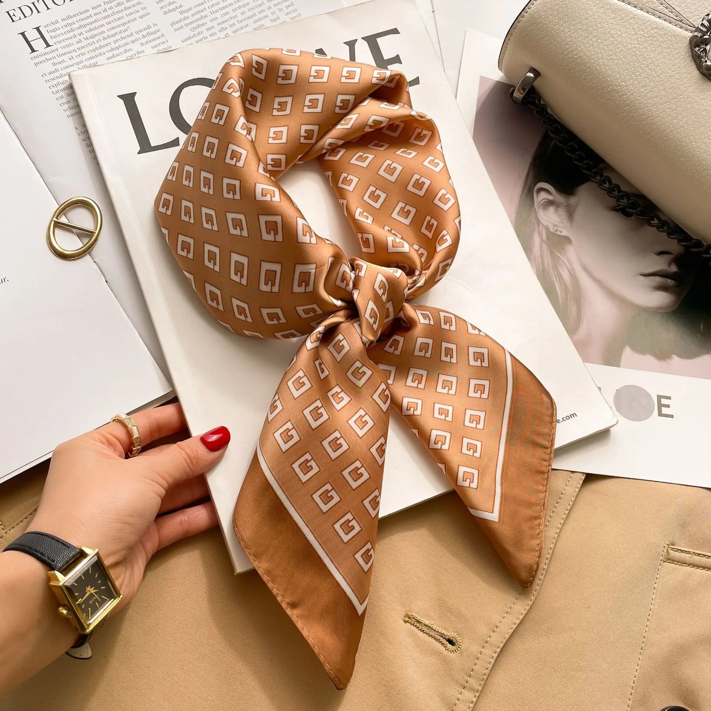 Luxe Silk Print Square Scarf