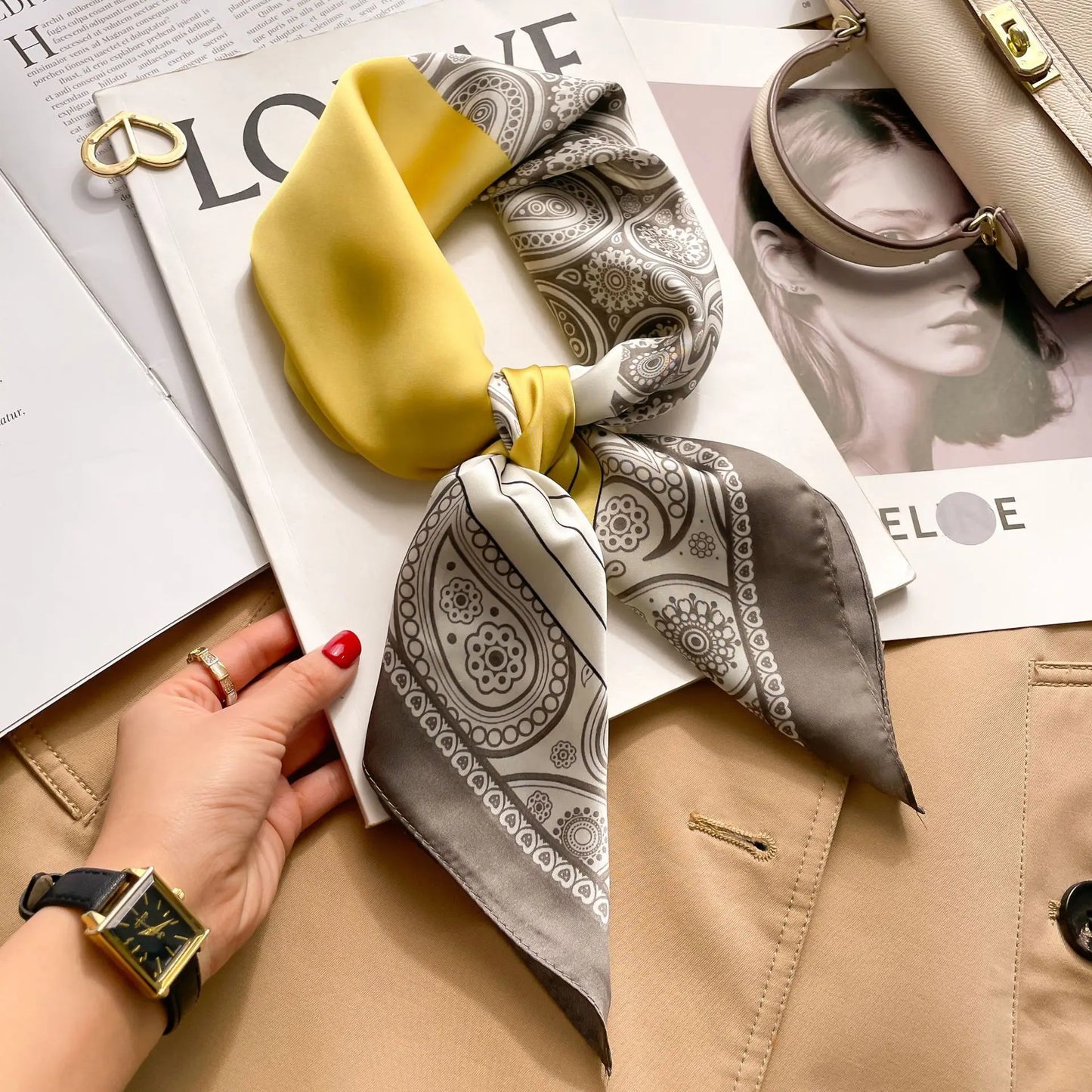 Luxe Silk Print Square Scarf