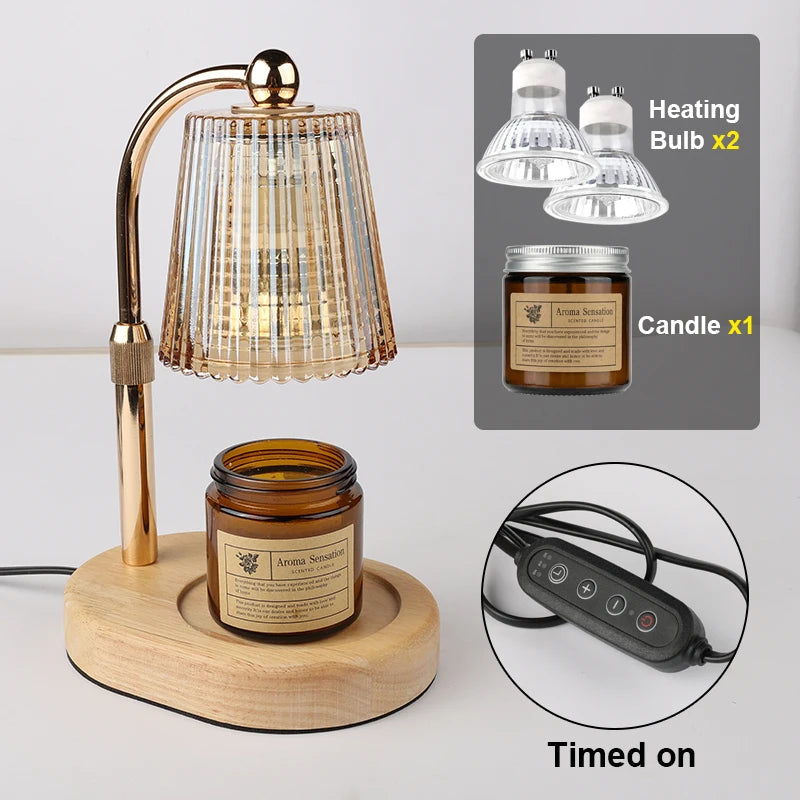 Glass Candle Warmer Lamp - Dimmable 50W Wax Warmer with Timer for Bedroom & Living Room