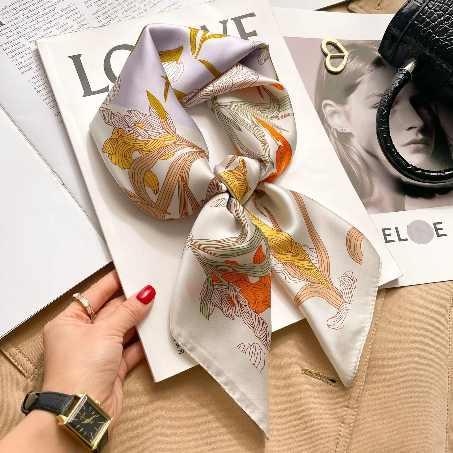 Luxe Silk Print Square Scarf