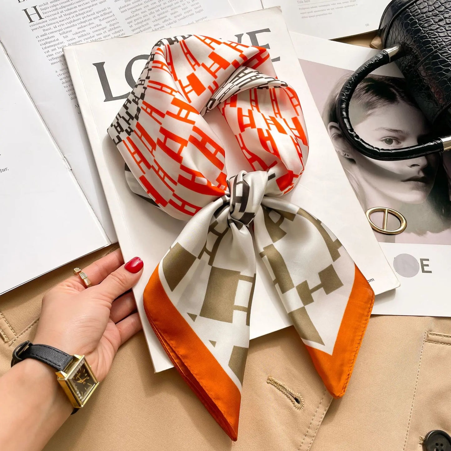 Luxe Silk Print Square Scarf