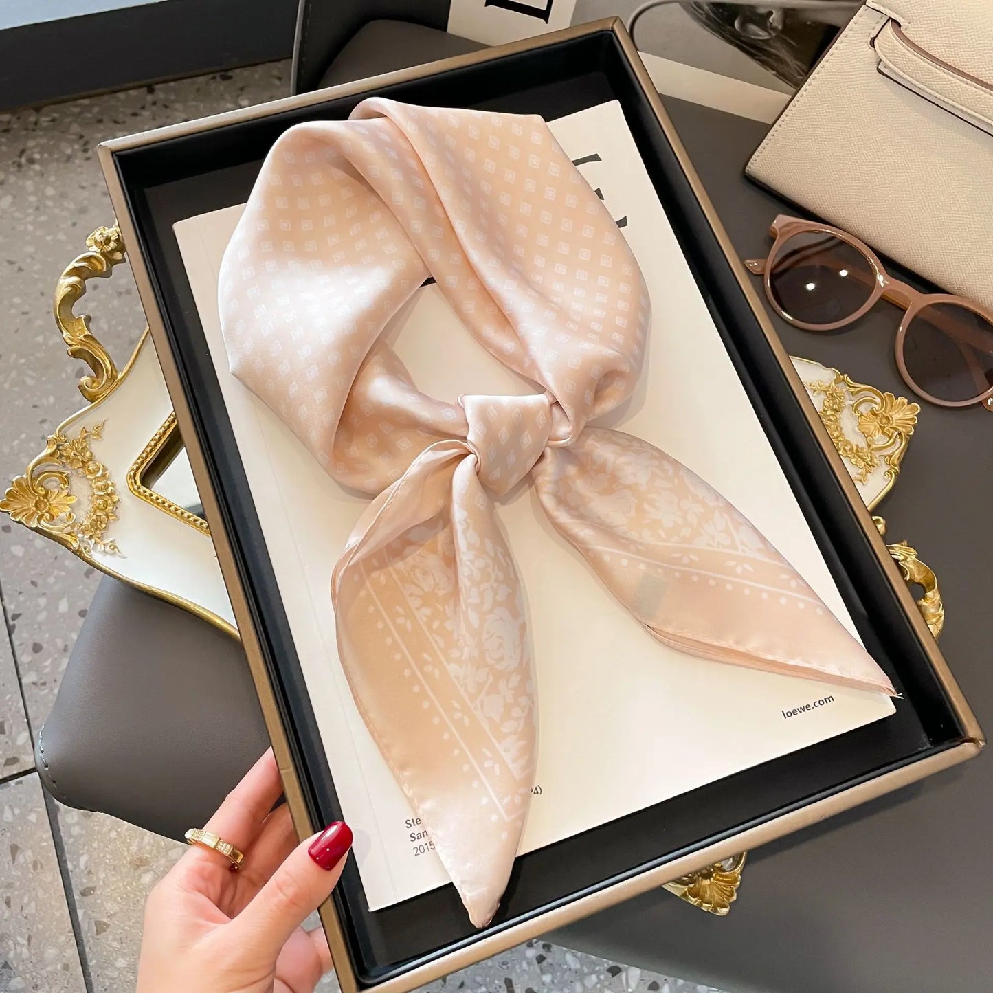 Luxe Silk Print Square Scarf