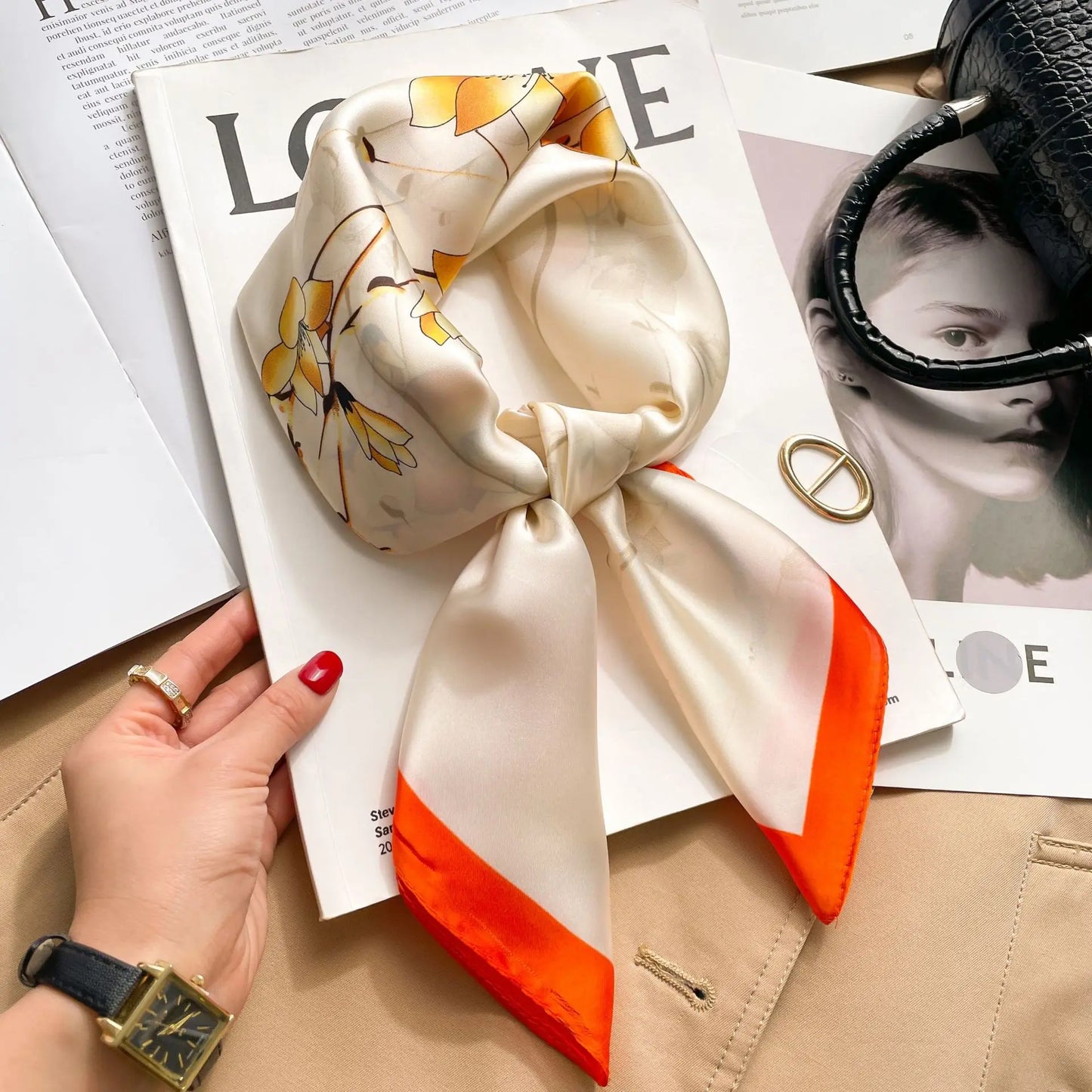 Luxe Silk Print Square Scarf