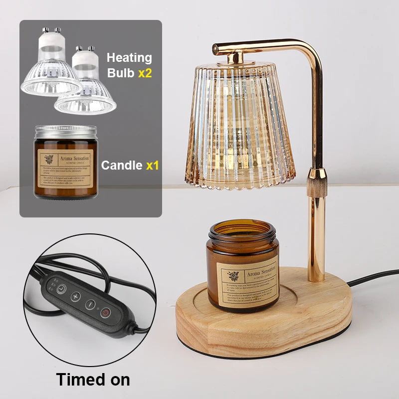 Glass Candle Warmer Lamp - Dimmable 50W Wax Warmer with Timer for Bedroom & Living Room