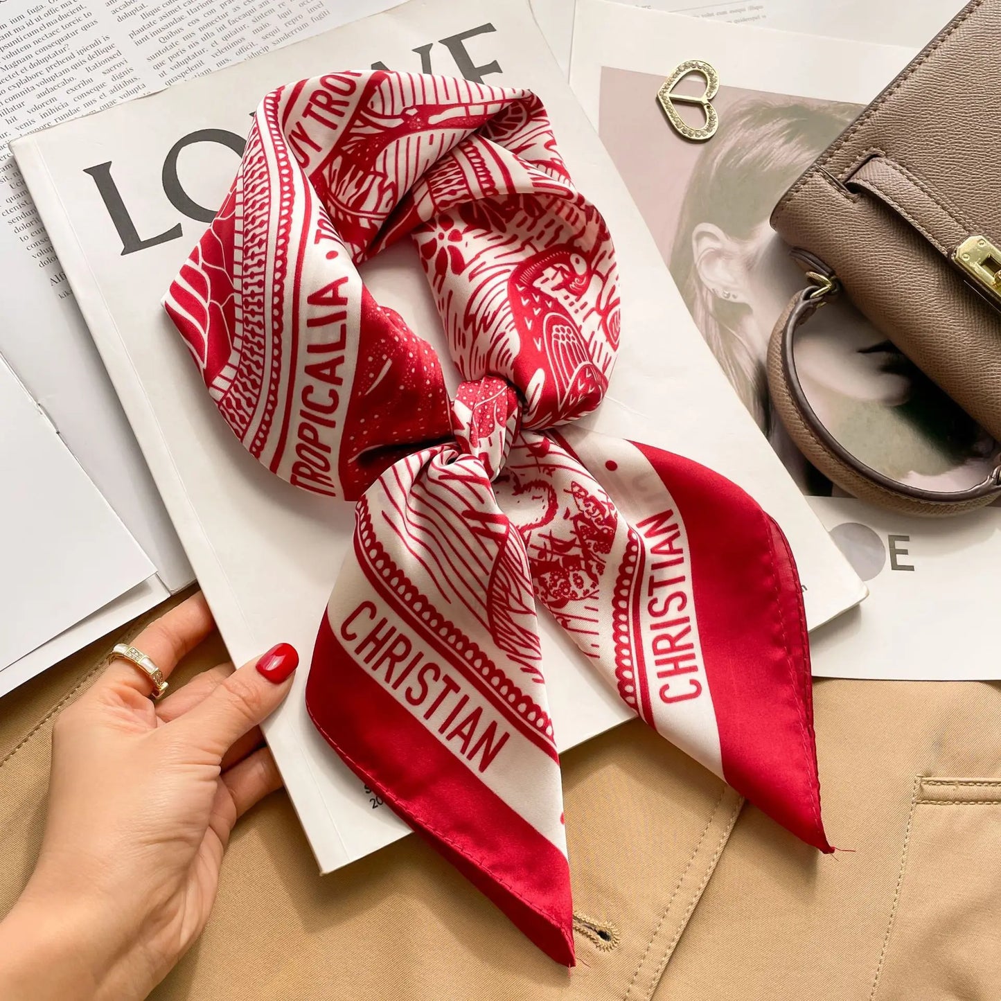 Luxe Silk Print Square Scarf