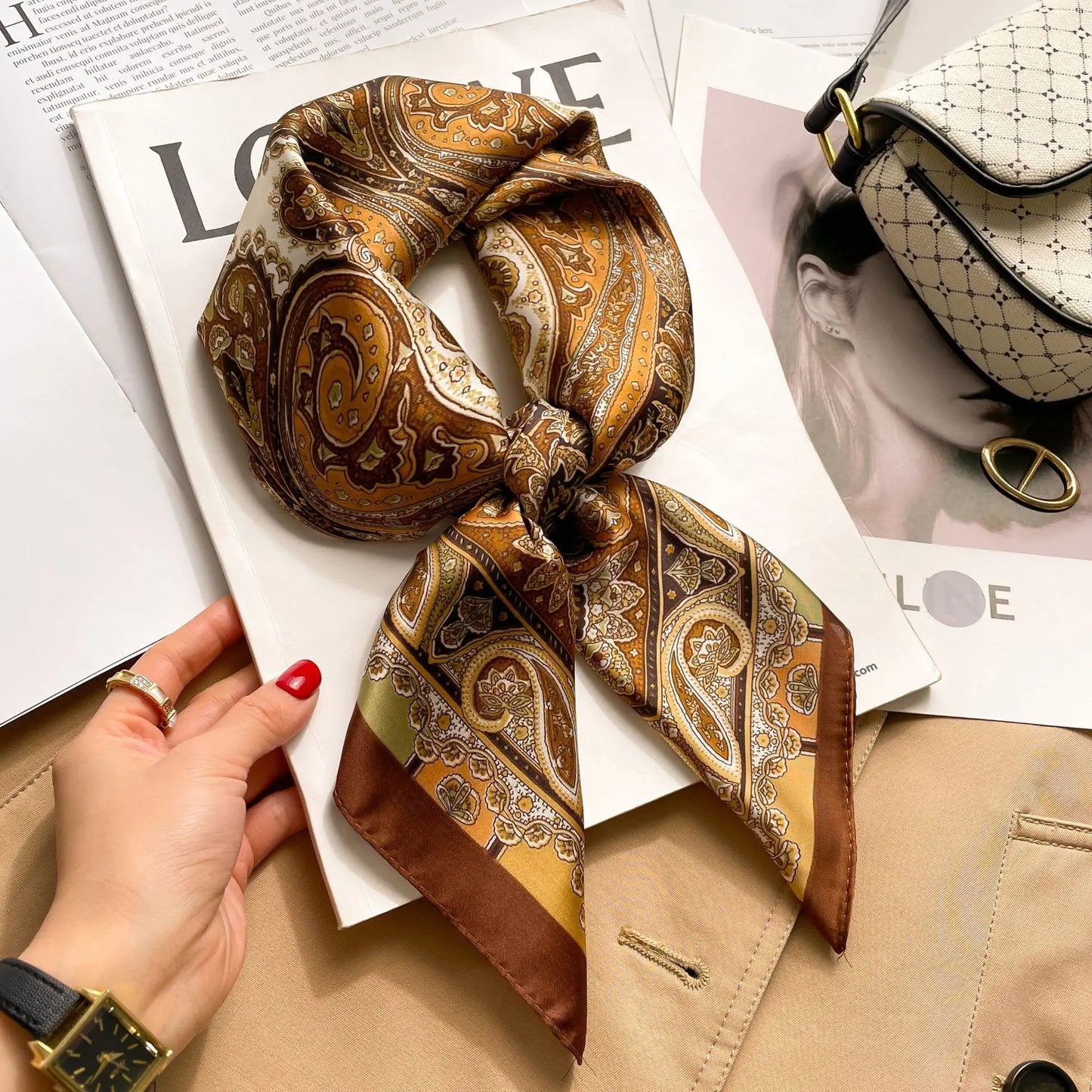Luxe Silk Print Square Scarf