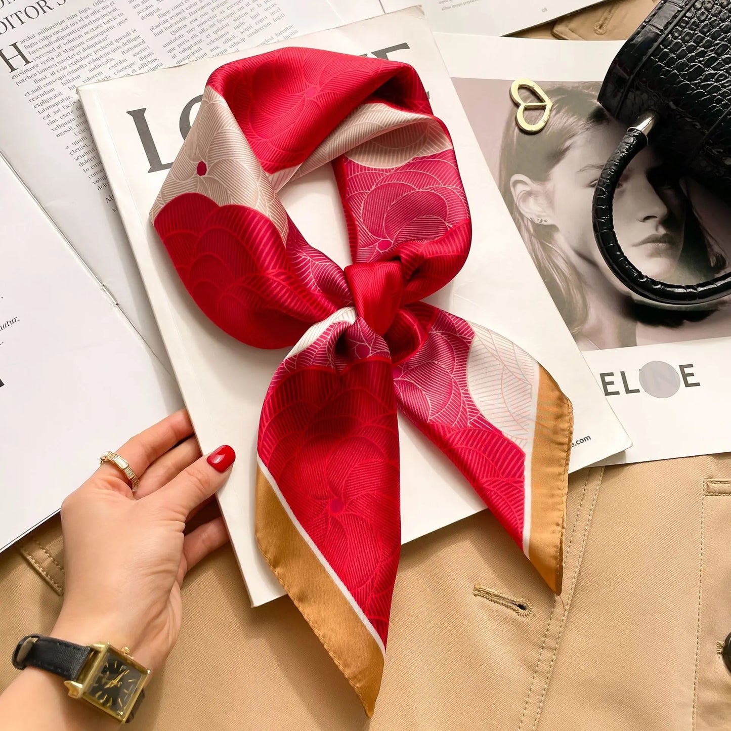Luxe Silk Print Square Scarf