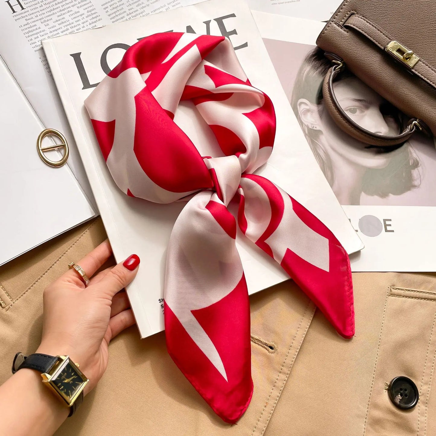 Luxe Silk Print Square Scarf