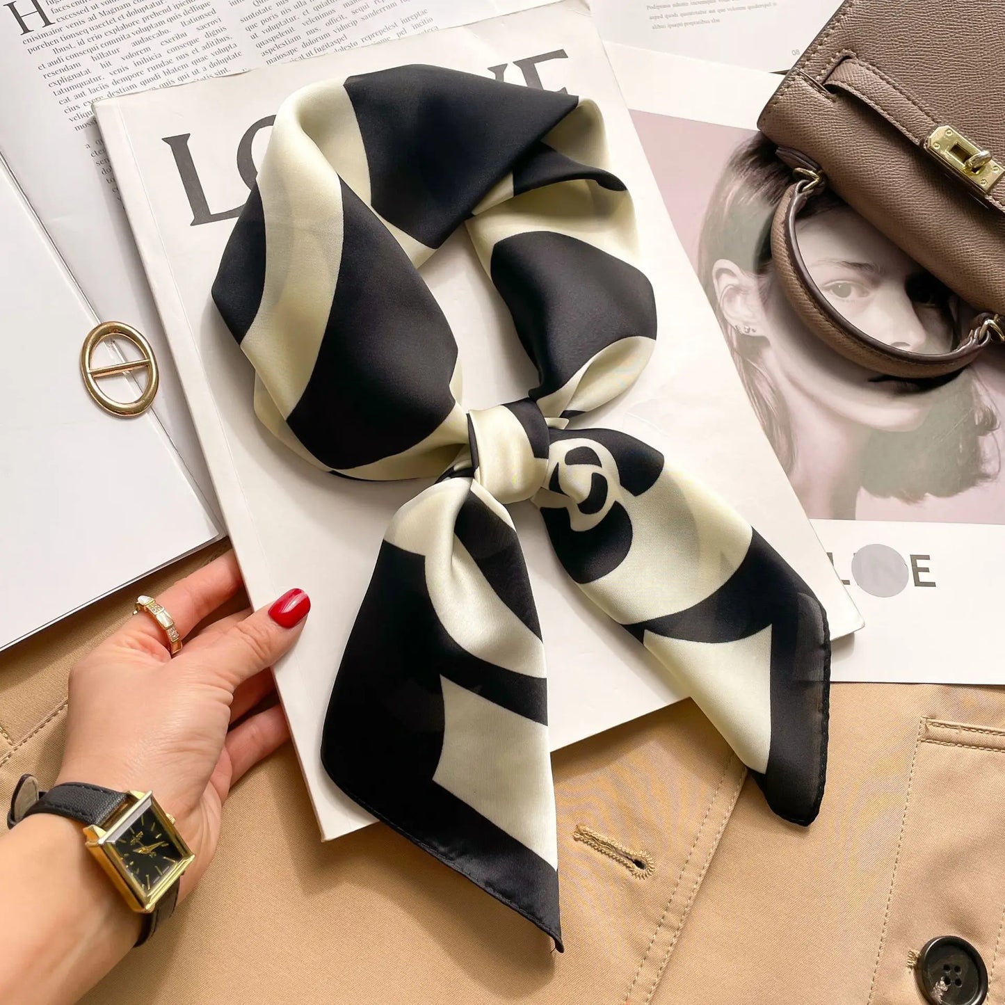 Luxe Silk Print Square Scarf