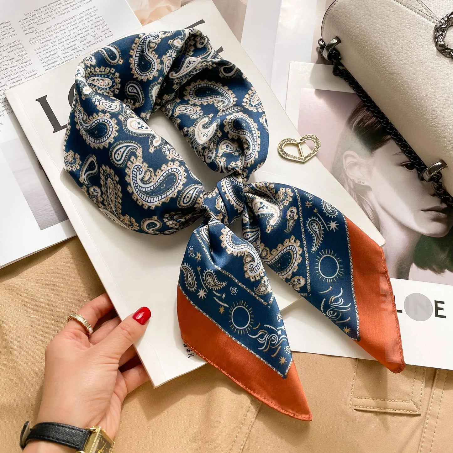 Luxe Silk Print Square Scarf