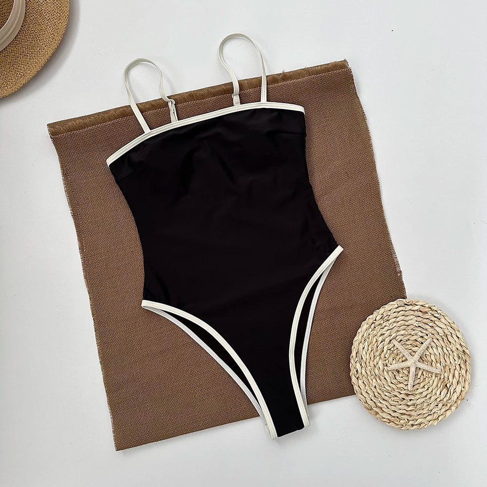 Vintage Retro One-Piece Swimsuit – Bandeau Monokini for Women