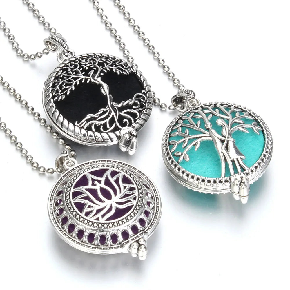 Tree of Life Diffuser Necklace - Aromatherapy Essential Oil Locket Pendant