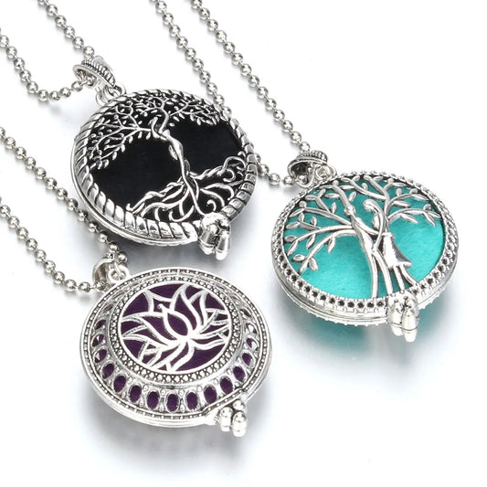 Tree of Life Diffuser Necklace - Aromatherapy Essential Oil Locket Pendant