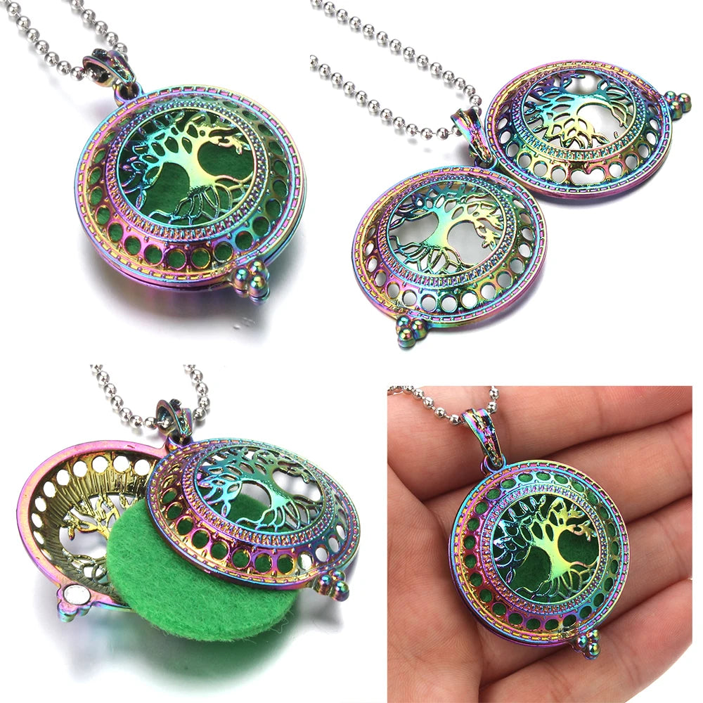 Tree of Life Diffuser Necklace - Aromatherapy Essential Oil Locket Pendant